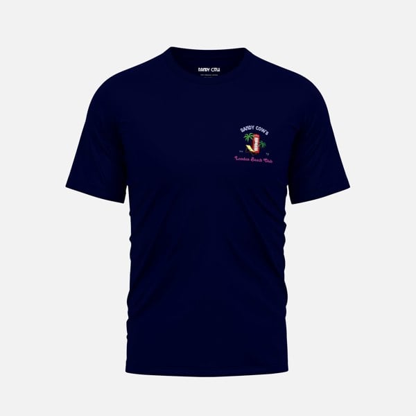 Randy Cow London Beach Club Phone Box Club Logo - Navy Organic Cotton T-Shirt