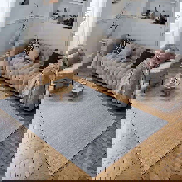 Carmel Grey-Cream Striped Rug | 6020