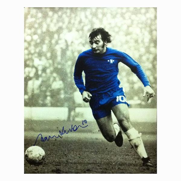 Alan Hudson signed Chelsea photo. — Premium framing