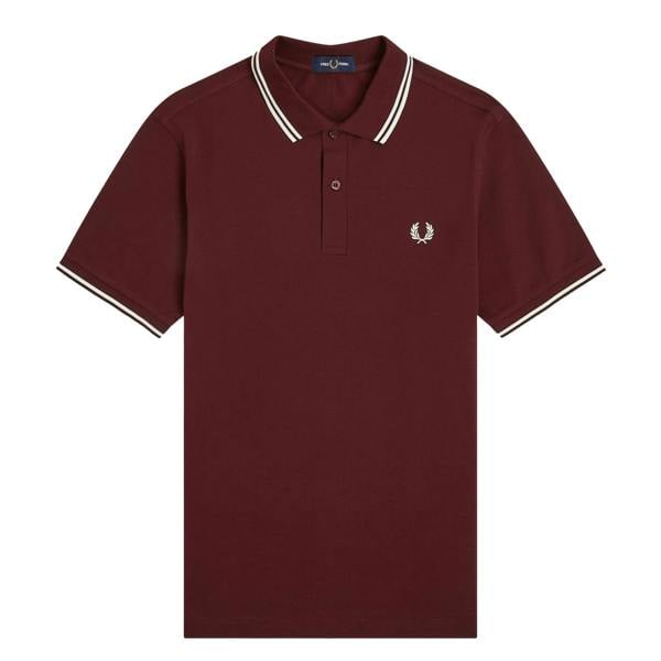 Fred Perry Twin Tipped Polo Shirt Oxblood/Ecru/Ecru
