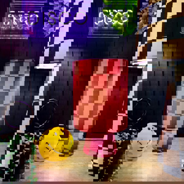 Handmade Checkerboard Velvet lamps in Raspberry Ripple. Pink and Red Checkerboard Lamps - The Shortie