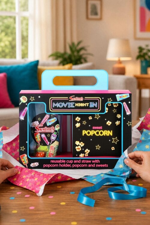 Kimm and Miller Swizzels 'Movie Night In' Popcorn and Sweets Gift Set