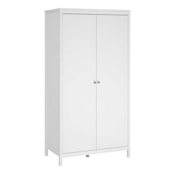 Wyld Haus Gossmere White Wooden Wardrobe 2 Doors Silver Handles