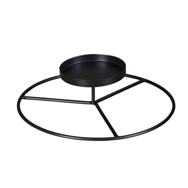 Samuel Alexander 25cm Black Round Metal Pillar Candle Ring Holder