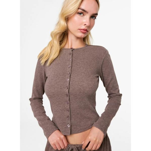 Pink Vanilla Ribbed Button Up Cardigan