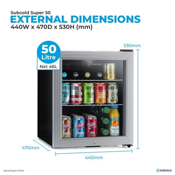 Subcold Super 50 LED Beer Fridge - Silver