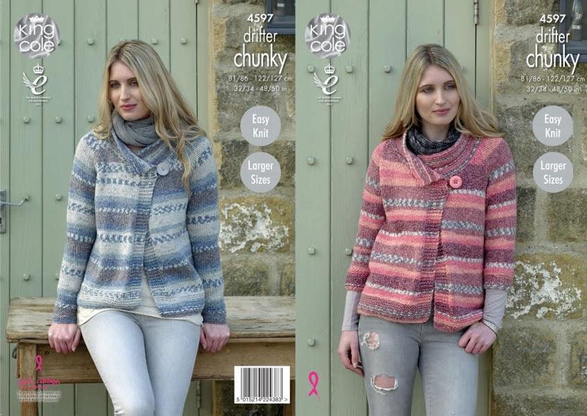 King Cole Drifter Knitting Pattern 4597, Jackets for Women, 32/34 - 48/50 Inches - Easy