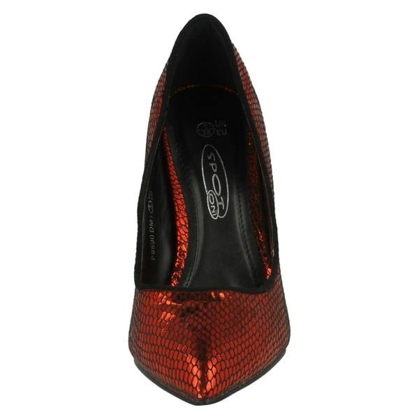 Spot On Ladies Spot On High Heel Pointed Toe Snake Design Court Shoes