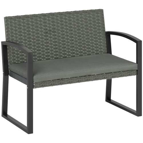 Wyld Haus Haloka Rattan Light Grey 2 Seater Outdoor Garden Bench