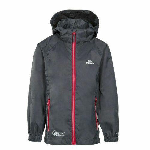 Kids Trespass Qikpac Waterproof Jacket Boys Girls Raincoat