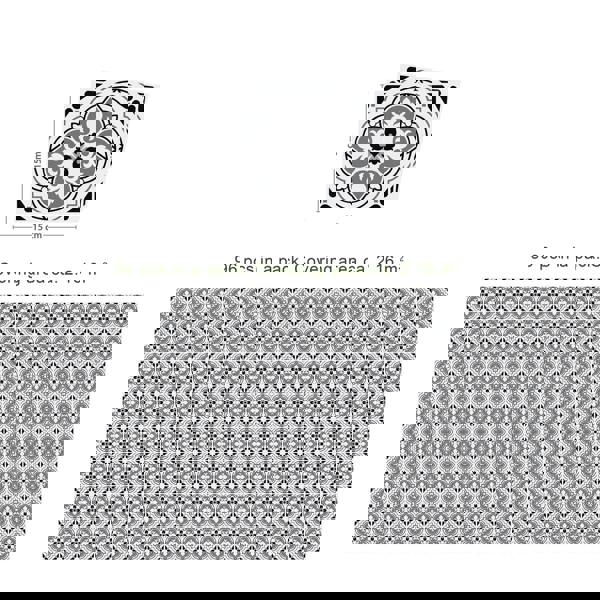 WALPLUS WT1540 - Seamless Antique Floral Tiles Design Wall Stickers Set 2 - 15 x 15 cm (6 x 6 inches) - 24 pcs