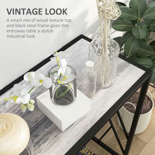 Wyld Haus Toli 120cm Metal And Wooden Grey Industrial Console Table