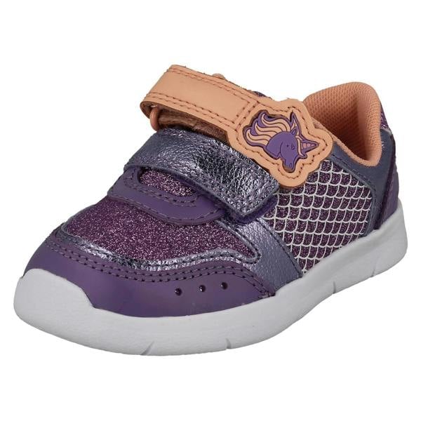 Clarks Girls Clarks Light Weight Casual Trainers With Esmerelda Sea-Unicorn Motif Ath Horn T