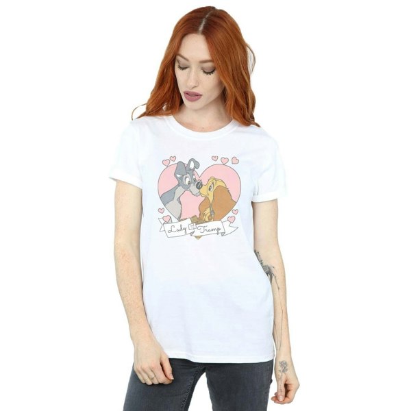 Disney Womens/Ladies Lady And The Tramp Love Cotton Boyfriend T-Shirt - White