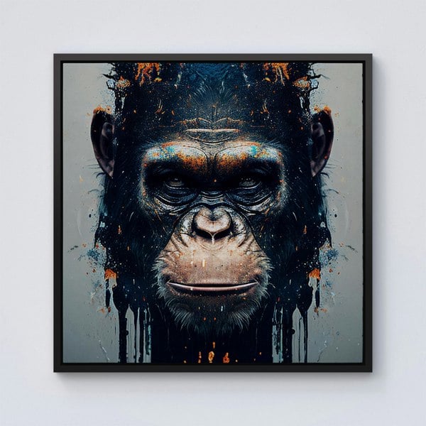 Warren Reed Gorilla Face Splash Art Framed Canvas