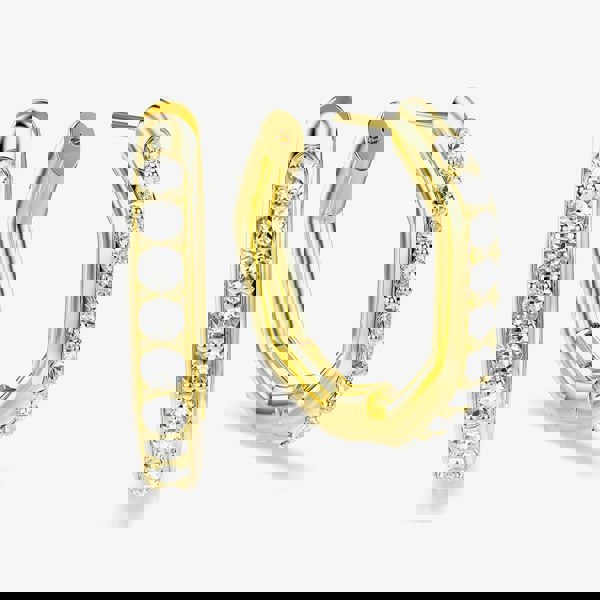 Swarovski Dextera Gold Tone Plated White Crystal Octagon Hoop Earrings 5724584