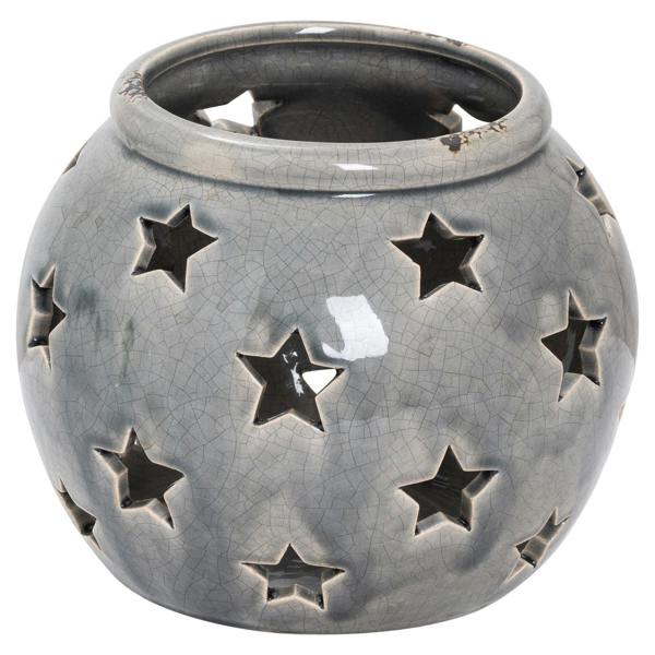 Hill Interiors Ceramic Star Candle Holder - Grey - 