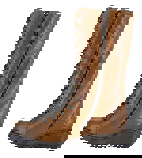 Fly London STER Womens Zip-Up Lace Wedge Leather Mid Calf Boots