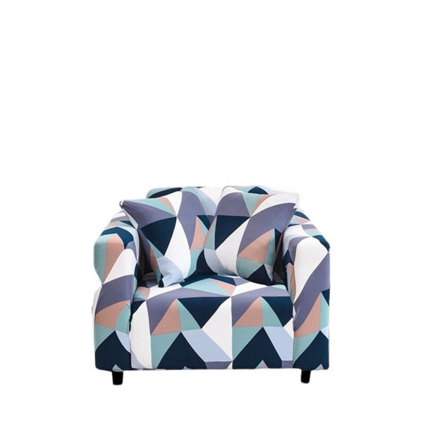 Anyhouz Anyseat Sofa Cover Blue White Geometric Style 1 Seater