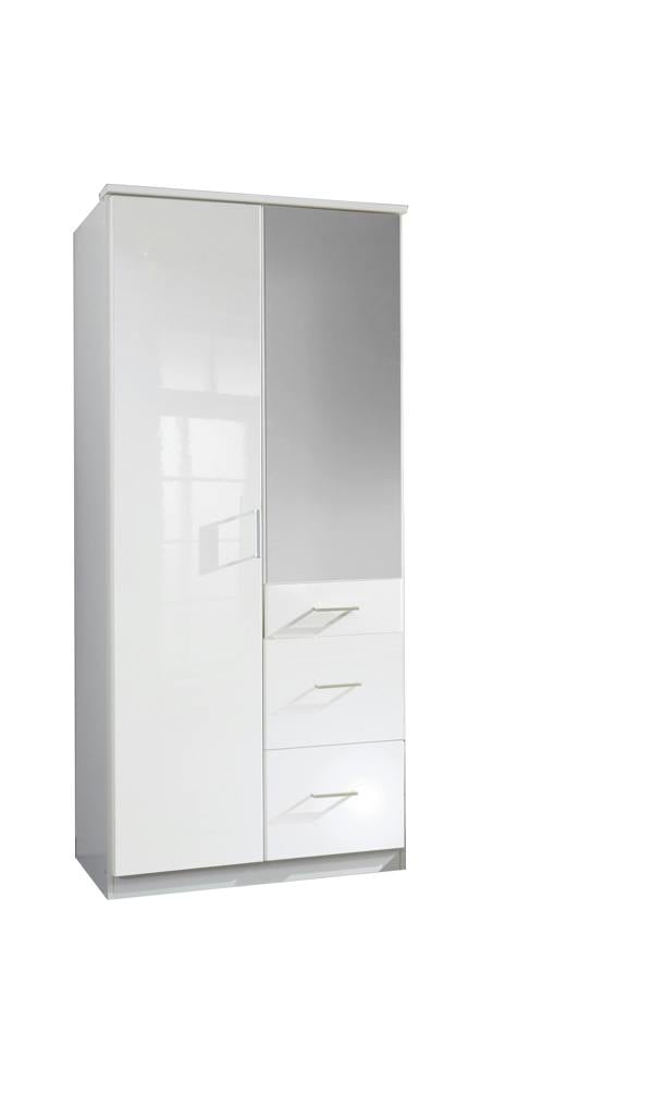 Clack  White And white Gloss 2 Door Wardrobe