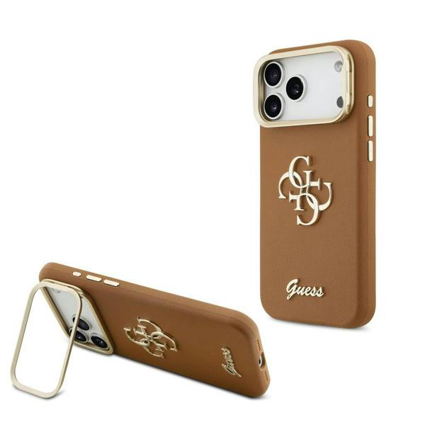 Guess PU Grained 4G Logo Stand Camera Frame Case for iPhone 17 Pro Max 6.9" Black - GUHCP17XPCS4GSK