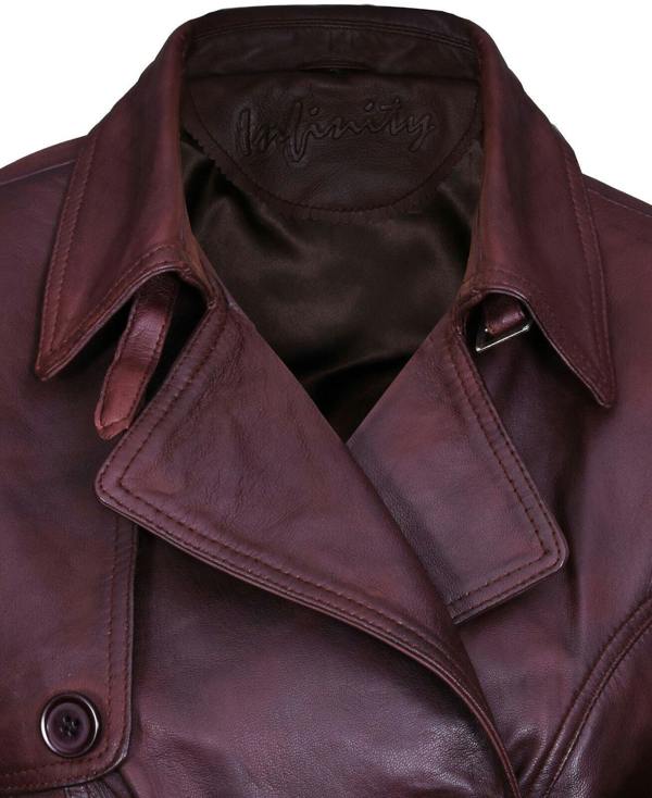 Womens Mid Length Leather Trench Coat -Oakham - Upperclass Fashions 
