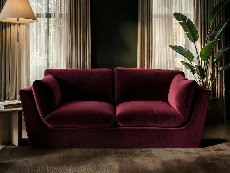 Orson 3 Seater Sofa Burgundy Velvet