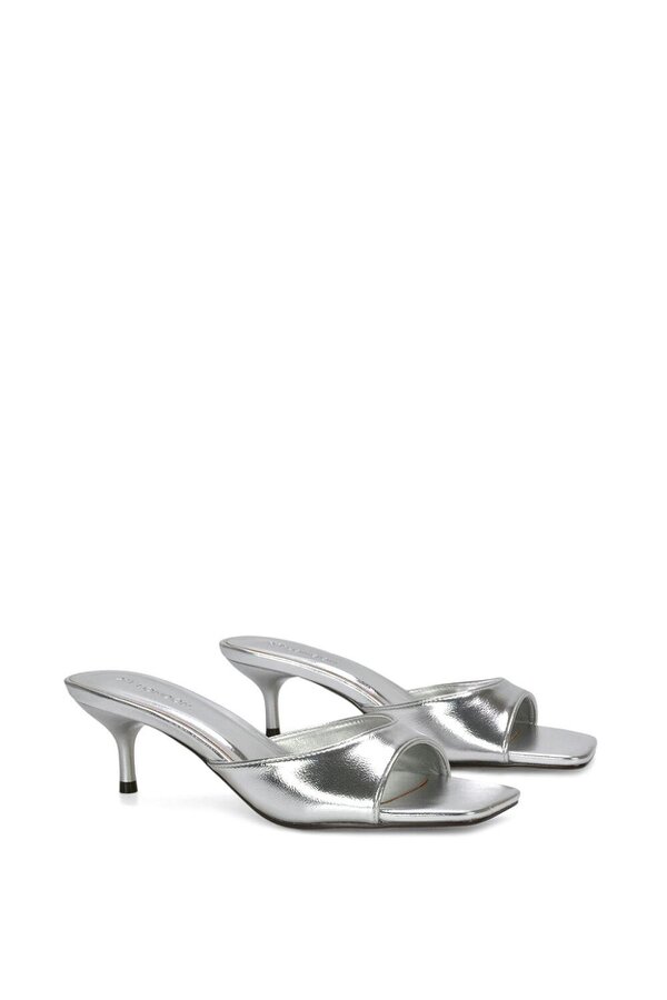 XY LONDON Square Toe Kitten Heel Slip On Heeled Sandal Mules
