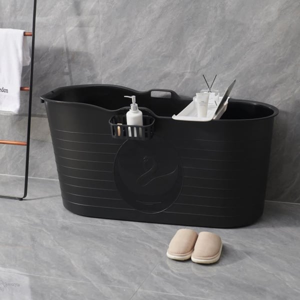 Fimous Adults Freestanding Bathtub for Hot and Ice Baths - Black