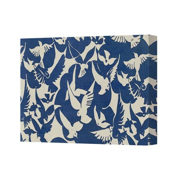 Benjamin Tate Design Blue Bird Pattern Canvas Wall Art Print Modern Bird Silhouettes