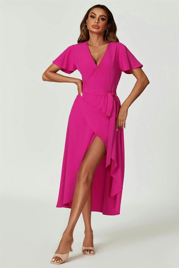 FS Collection Wrap Dress In Magenta