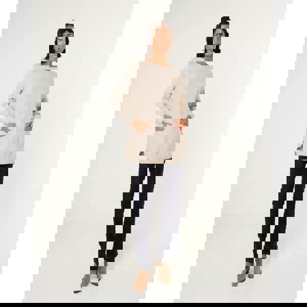 Blue Vanilla Pocket Slash Scoop Neck Jumper