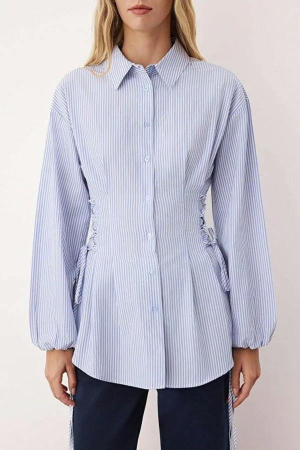 WOVCOR Woven Shirt with Waist Tie Detail