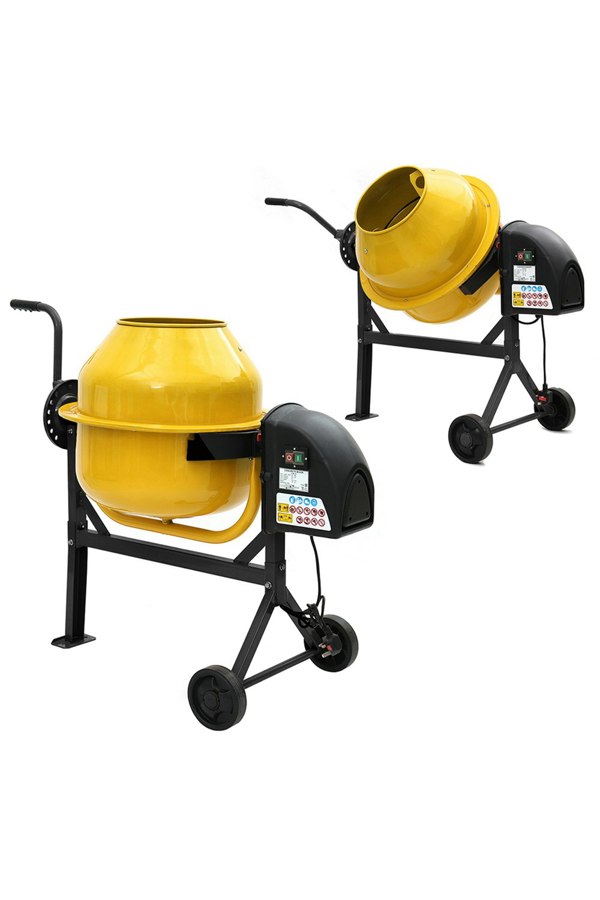 Living and Home 113.5cm W x 71cm D Electric Portable Cement Concrete Mixer with Wheels