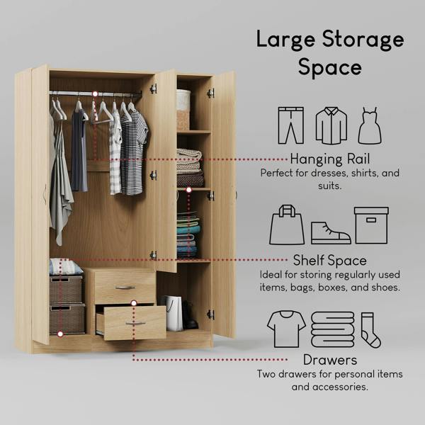 Vida Designs Riano 3 Door 2 Drawer Mirrored Wardrobe