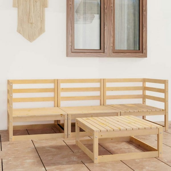 Berkfield 4 Piece Garden Lounge Set Solid Wood Pine
