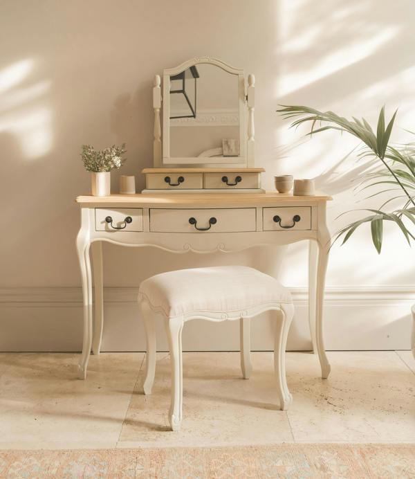 Statement Furniture Juliette Trinket Mirror, Wooden Dressing Table Mirror with Drawers