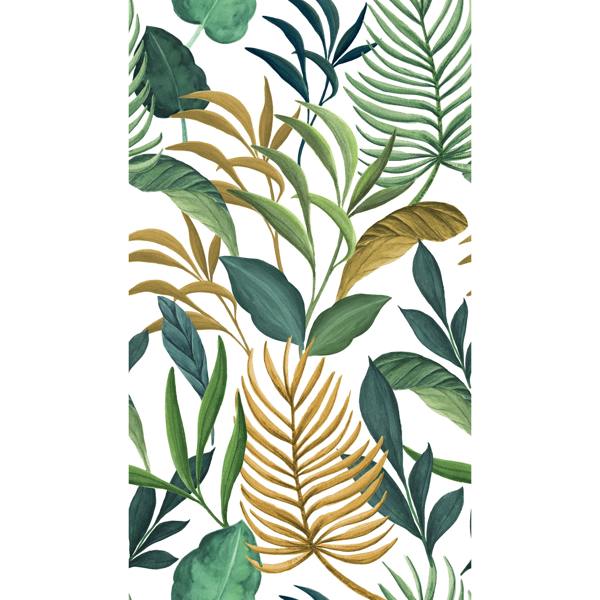 Grandeco Lariano Jungle Leaves 3 panel repeatable Mural 1.59 x 2.8m, Green Ochre
