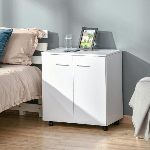 HOMCOM Mobile Sideboard Cabinet with 2 Doors and Internal Shelf, White