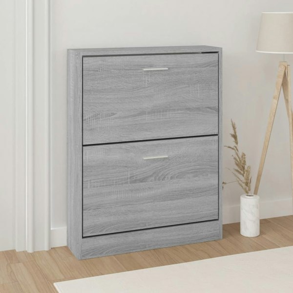 Berkfield Shoe Cabinet Grey Sonoma 59x17x81 cm Engineered Wood