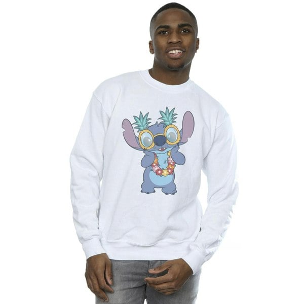 Disney Mens Lilo And Stitch Tropical Fun Sweatshirt - White