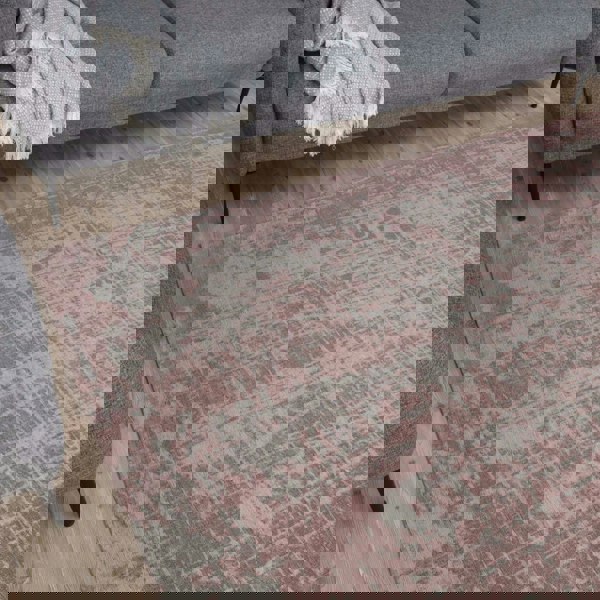 Machine Washable Flatweave Rug in Pink