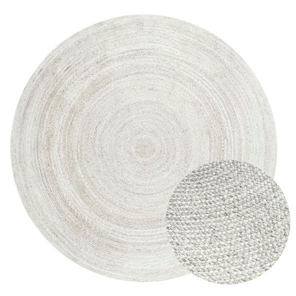 Braided Jute Rug Round Rangpur White