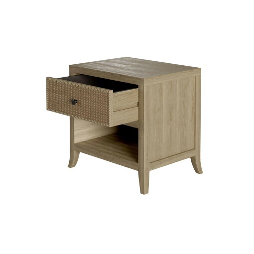Wyld Haus Argentina Natural Oak and Rattan One Drawer Bedside Table