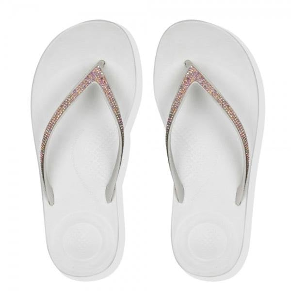 FitFlop FitFlop IQUSHION SPARKLE Womens Flip Flops Urban White