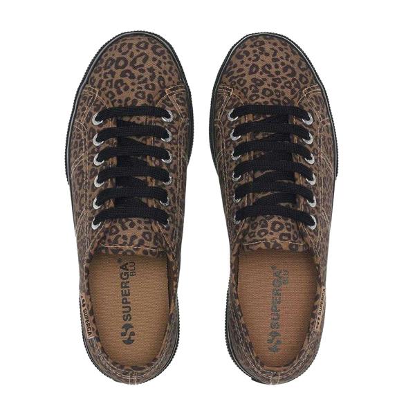 Superga Womens/Ladies 3790 Leggera Leopard Print Platform Trainers - Black/Beige - 