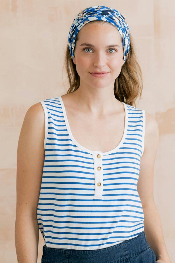 Lily & Me Haze Buttoned Cobalt Stripe Vest