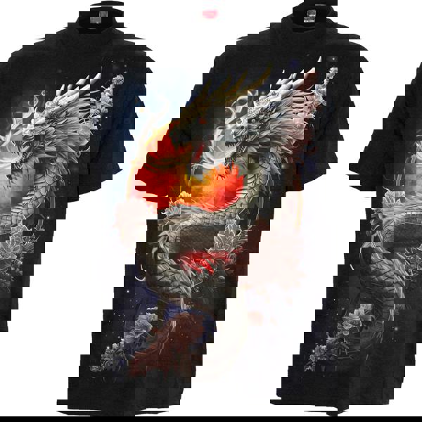 SUN DRAGON - Front Print T-Shirt Black