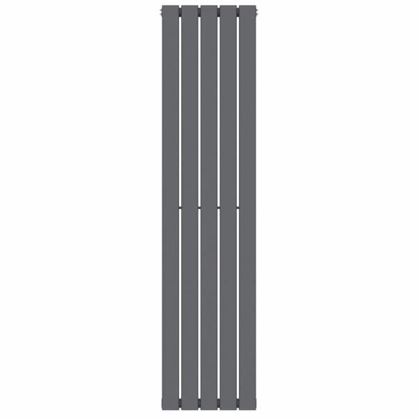 MYHOMEWARE Anthracite Gray 376 x 1600 mm Modern Vertical Flat Panel Designer Radiator Single Panel Radiator Heater