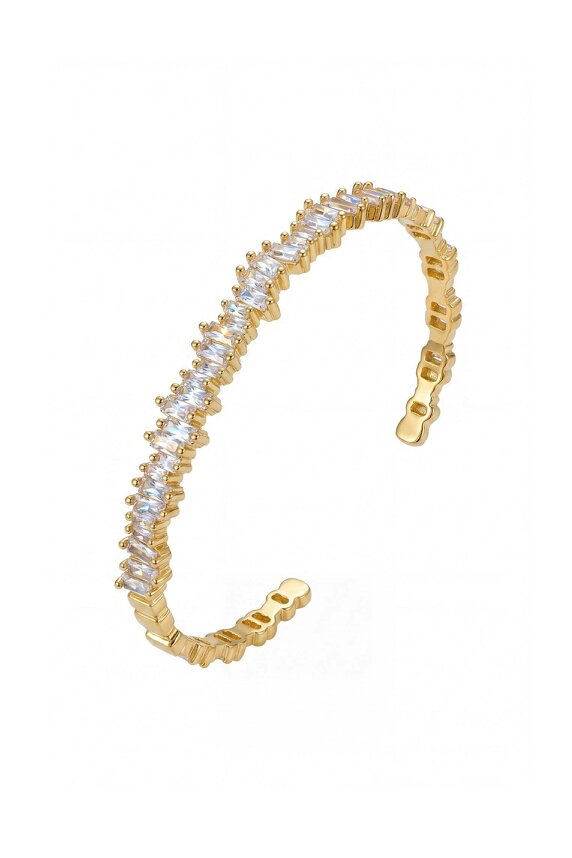 Latelita Baguette Ice Cuff Bangle Gold White